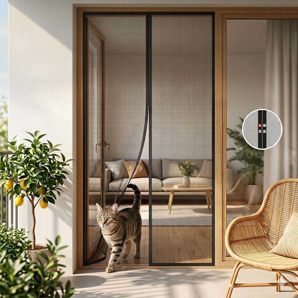 Rede Mosquiteira Magnética Premium para Porta/Varanda (210x100cm)